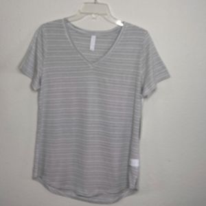 Stylus/ Strip T-shirt, Size: Medium, Grey & White.